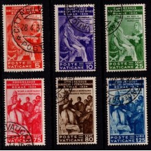 1935 - Vatikanet - AFA 70-75 - Frimærke - International juristkongres i Rom 1934 - Komplet sæt - Stemplet.